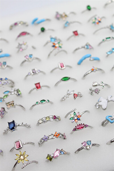 Mestore 12pcs mixed princess ring set - silver