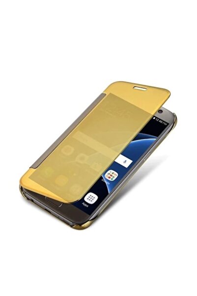 OEM Clear View Flip Cover Case Compatible with Samsung Galaxy S7 Edge, Gold