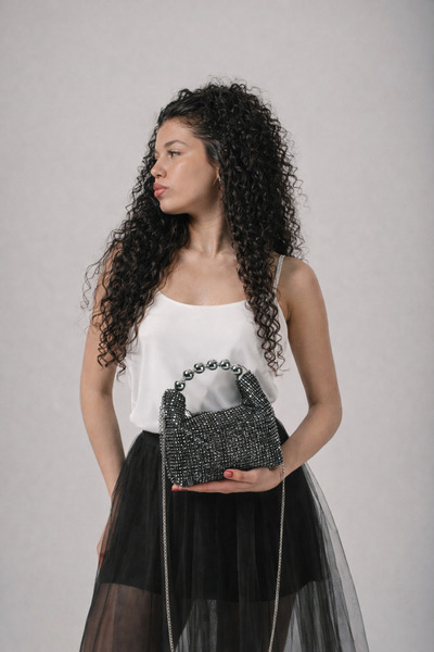 Karşıyaka Bijuteri Boncuk Sap Detaylı Taş İşlemeli Kadın Çanta