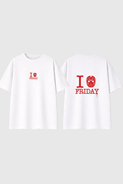 urbvn Tricou oversize alb cu imprimeu 13 Friday Design