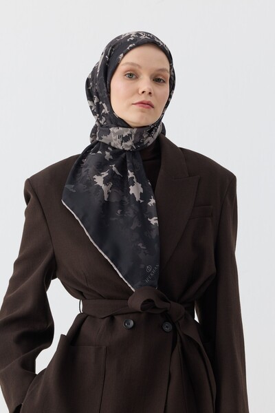 İpekhan Winter Bloom Soft Scarf 1246 Anthracite