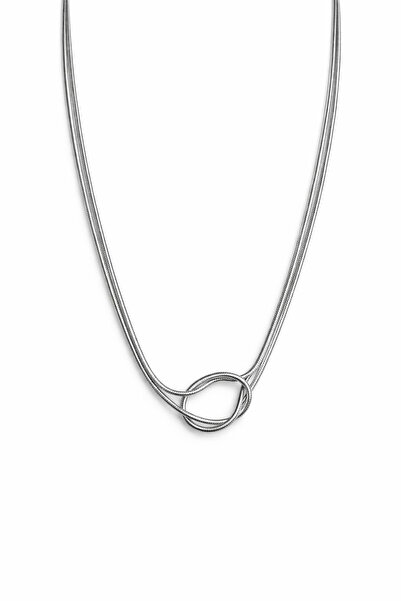 Leo'Stone Special Series Women's Silver Color Knot Detailed 45 cm Steel Necklace