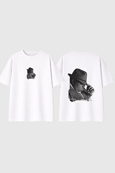 urbvn Man with Hat Design Printed White Oversize t Shirt
