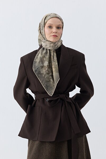 İpekhan Winter Bloom Soft Scarf 1246 Beige Khaki