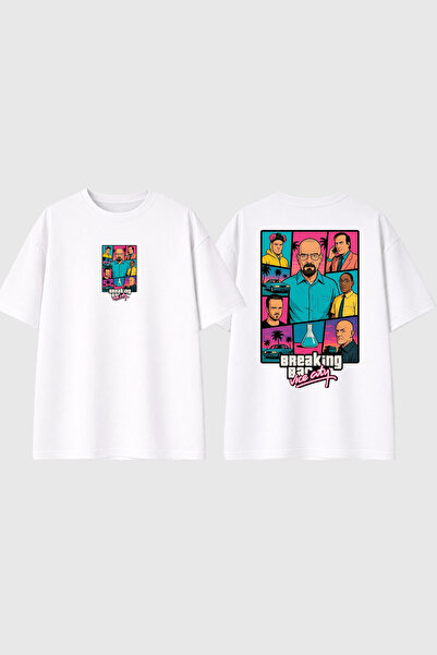urbvn Μπλουζάκι Breaking City με στάμπα σε λευκό χρώμα και oversized γραμμή