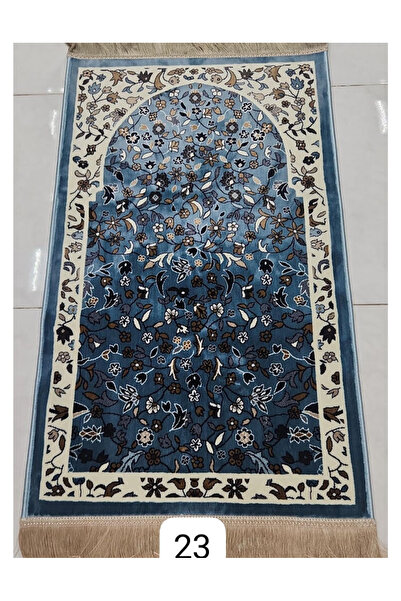 Gerenic سجادة صلاة إسلامية منسوجة بنقوش الروضة باللون الأزرق.