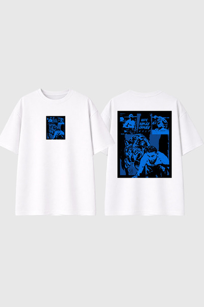 urbvn Khamzat Wolf Design štampana bela oversize majica
