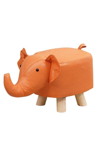 Avaleea Scaun pentru copii, model elefant, lemn masiv, portocaliu