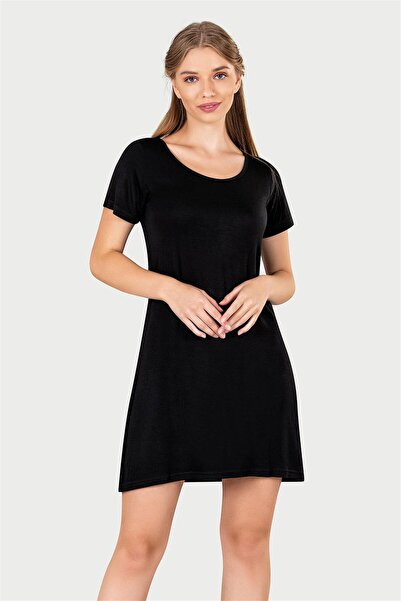 OBJE Women's Black Viscose Half Sleeve Dress