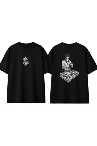 urbvn Tricou oversize negru cu imprimeu DJ Fighter Design