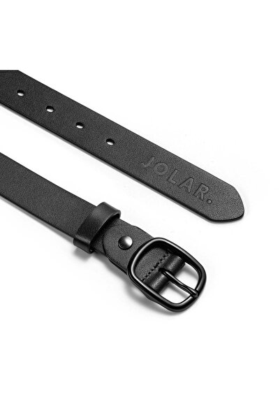 JOLAR. Women's Belt, JOLAR JCD01, Natural Leather, Black Buckle, Black, 105
