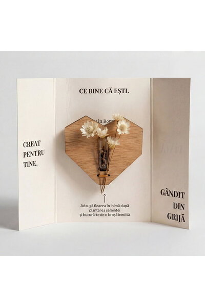 I WOOD BE Plantable Martisor - Wooden Heart Brooch