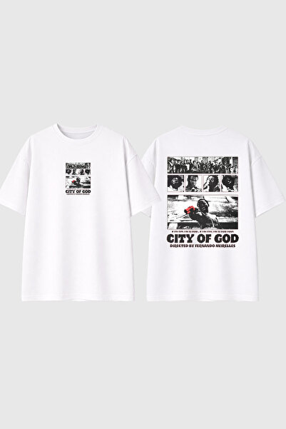 urbvn Μπλουζάκι City Of God με στάμπα σχεδίου, λευκό, oversized