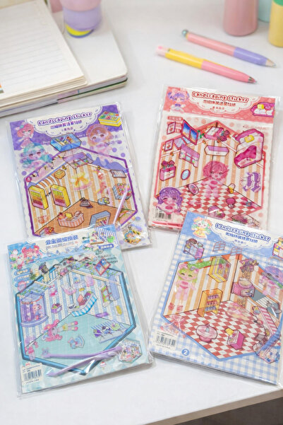 UĞURDAN 3D Sahne Kurma Sticker Oyunu Kız Çocuk Oda Tasarım ve Karakter Giydirme