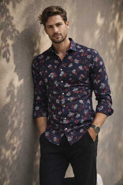 Louis Fabel Floral Long Sleeve Men's Shirt