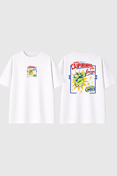 urbvn Tricou supradimensionat alb cu imprimeu Caipirinha Design