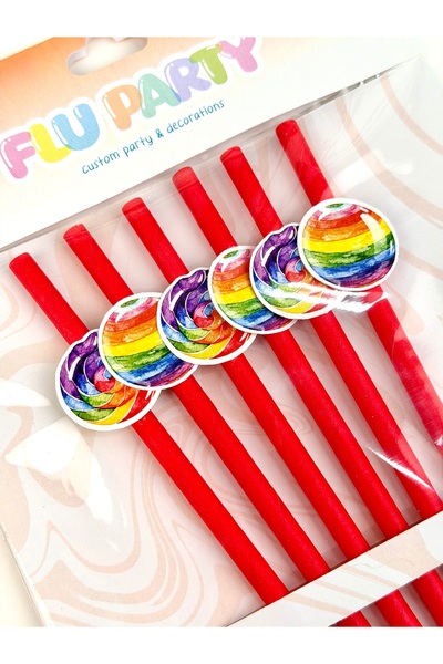 Flu Party Candy Shop Themed Straw Decoration Set – Colorful Candy Figured Par...