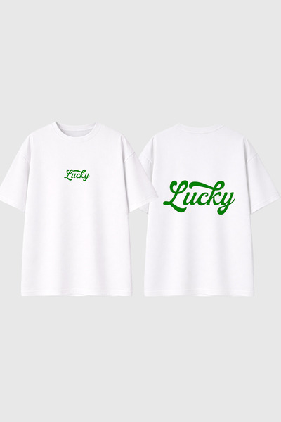 urbvn Μπλουζάκι Lucky Green με στάμπα σε λευκό χρώμα και oversized γραμμή