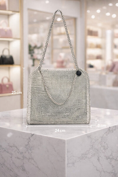 ÇÇS Luxury Evening Dress Design with Chain Strap, All-Stone Women's Shoulder Bag