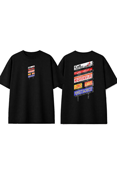 urbvn Tricou negru oversize cu imprimeu Call Design