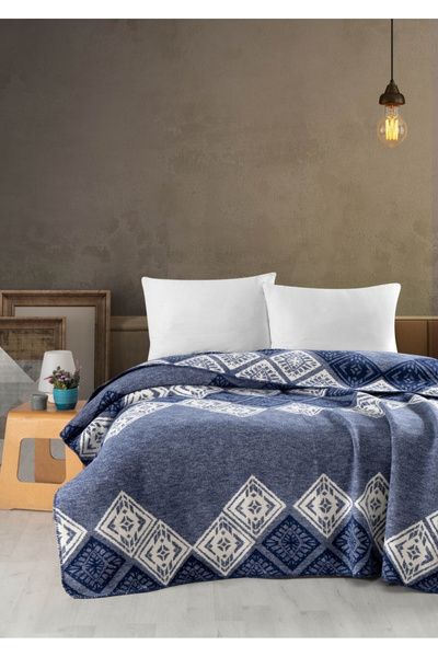 Sivalde Nice Cotton Double Blanket |   Indigo Blue, 200X220 cm