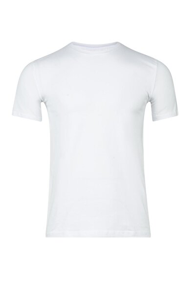 OBJE Men's White Crew Neck Half Sleeve T-Shirt