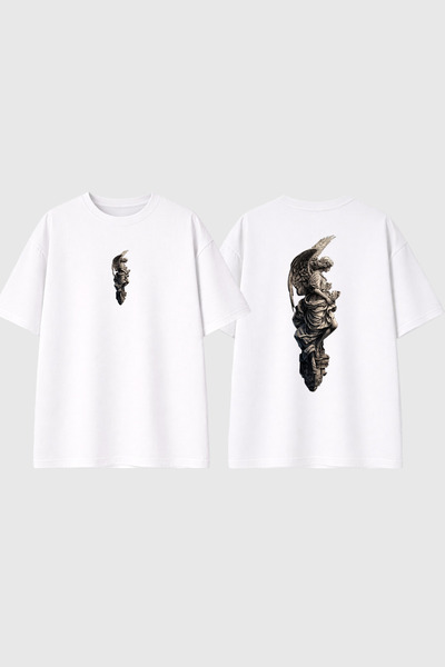 urbvn Ancient Angel Design Printed White Oversize t Shirt