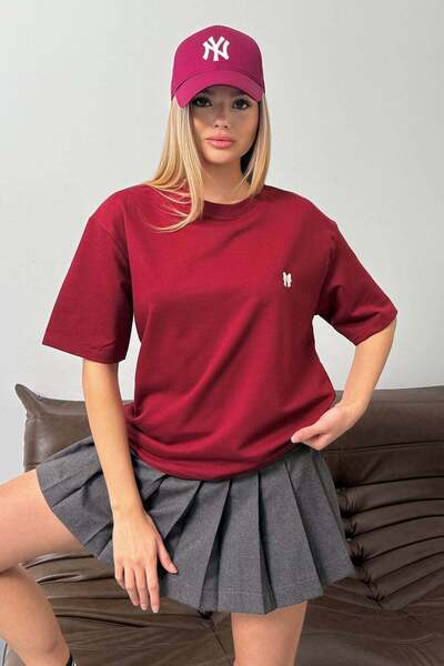 GİYSA Tricou de damă cu decolteu rotund și broderie cu fundă, cu 2 șuvițe, ro...