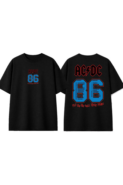 urbvn Tricou oversize negru cu imprimeu ACDC 86 Design