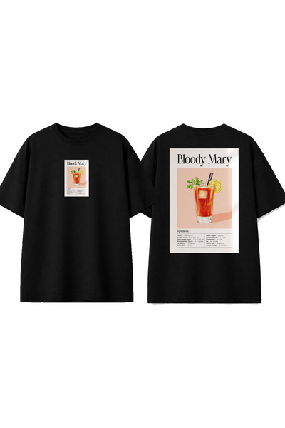 urbvn تي شيرت أسود كبير الحجم مطبوع بتصميم بلودي ماري