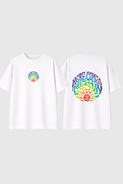 urbvn Life Is Good Design Printed White Oversize T-Shirt