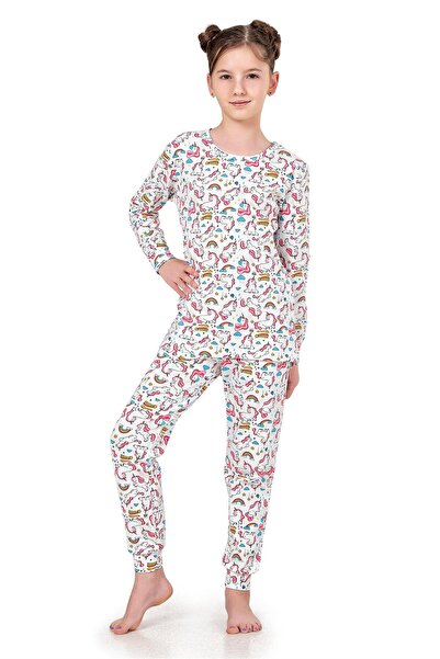 OBJE Girl's White Pony Band Sleeve Top