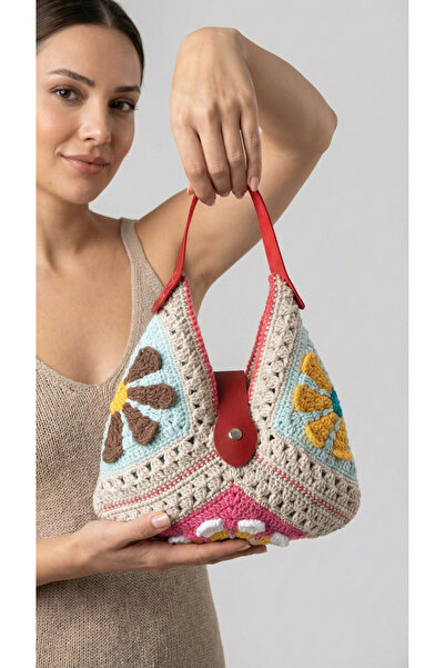 Talinhandmade El Yapımı Mini Tığ İşi Çanta | Pamuk İp & Suni Deri | Boho El Ç...