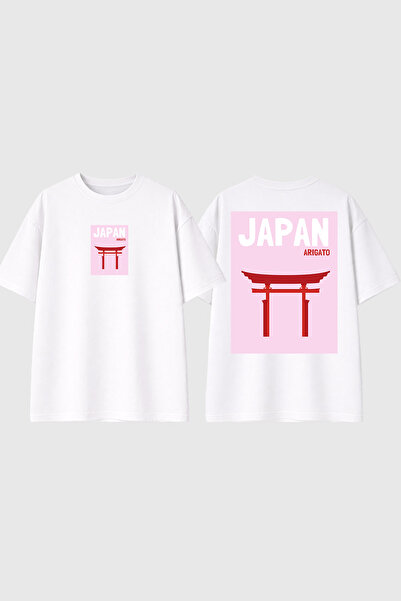 urbvn تي شيرت أبيض كبير الحجم مطبوع بتصميم جيتس الياباني