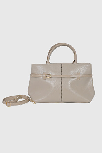 Modezya Γυναικεία τσάντα χειρός και ώμου Gwen σε σκούρο μπεζ ματ χρώμα με λεπ...