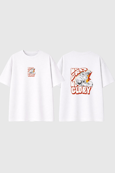 urbvn Glory Muscle Design Printed White Oversize T-Shirt