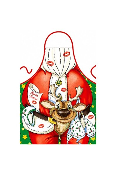 Itati Funny Apron with Santa Claus and Reindeer Print