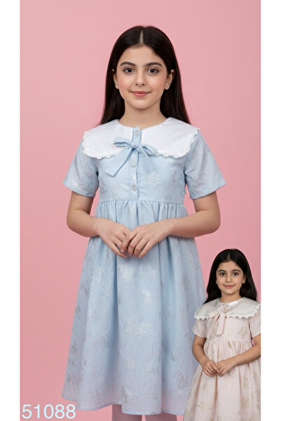 Rawai Roma Girls' jacquard dress with an elegant pearl collar
