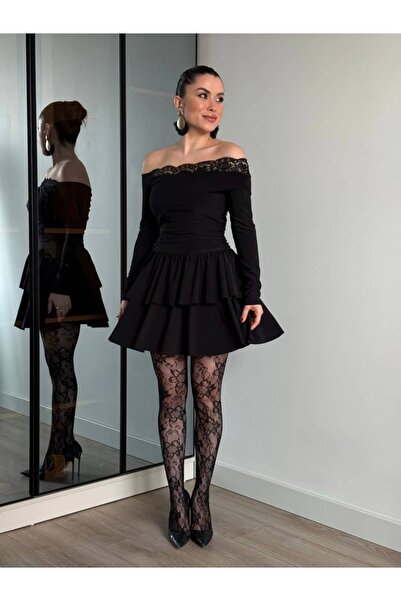 ROUPAS COLLECTİON Dantel Yaka Romantik Elbise