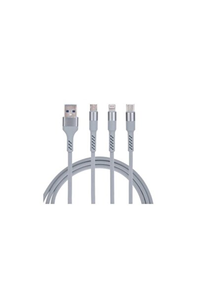 SOHO Charging Cable, iPhone, Nokia, 3 in 1 Lightning micro USB Type-C, Gray