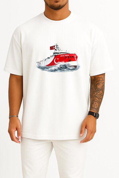 Bahriyeli Collection Tricou unisex supradimensionat Mta Oruç Reis, imprimat p...