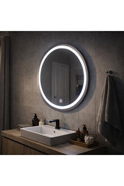 ALC-Shop Oglinda LED Touch Gallio , Diametru 60cm, Lumina Rece 6000K, Sticla