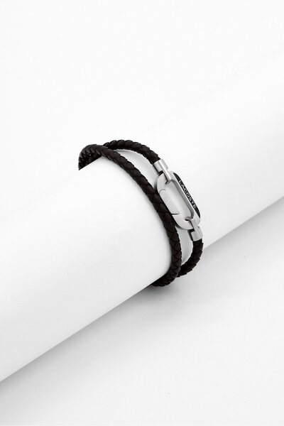 Lacoste Men Starboard Leather Bracelet, Dark Brown