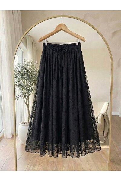 qarmacha DESENLİ TÜLLÜ ETEK