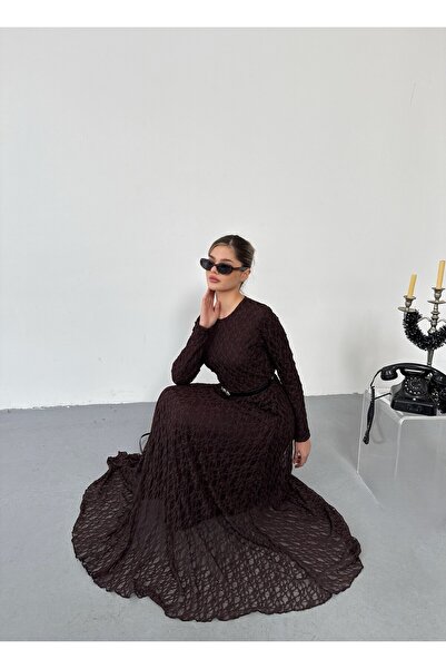 Queensland Elegance Belt Detailed Long Lace Dress