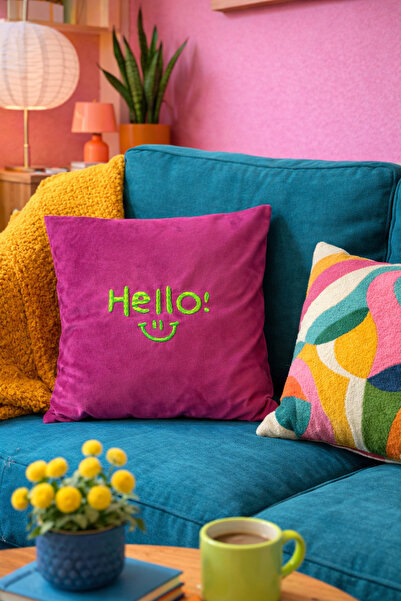 NO BRAND Embroidered Velvet Throw Pillow Cover