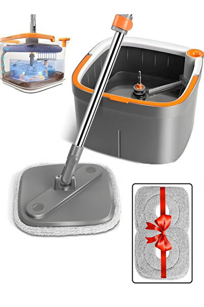 Cady One ممسحة ودلو دوارة 360 درجة، مجموعة ممسحة ذاتية الفصل بتصميم مسطح مع و...