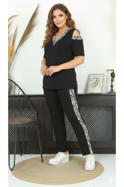 Butik Nilyam Women's Plus Size Shoulder Window Detailed Flexible Bottom - Top...