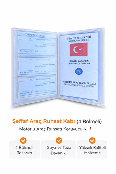 AiryFooT Araç Ruhsat İçi Koruma Şeffaf Plastik Kartlık 1 Adet