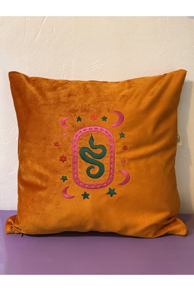 NO BRAND Embroidered Velvet Throw Pillow Cover
